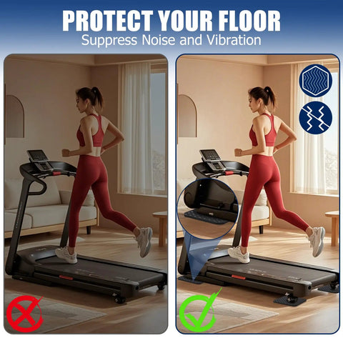 Double Sided Non Slip Treadmill Mat Pads 4x4x0.2 Inches High Density Silicone Vibration Dampening For Floor Protection Grippy For Treadmills Walking Pads And Exercise Bikes