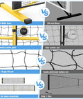 Portable Pickleball Net For Driveway 22 Foot Regulation Size Or 11 Foot Half Court Size With Ball Collector 2 In 1 Net