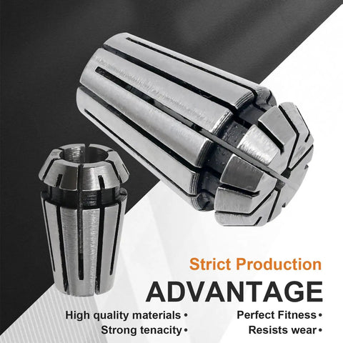 12Pcs ER-16 Collet Set for CNC Milling and Turning Tools 1/32 to 3/8 Inch Beefy Durable Spring Collets Carbon Steel Wear-Resistant