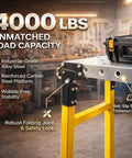 Rugged Alloy Steel Folding Welding Table With Four Thousand Pounds Capacity featuring industrial-grade steel and robust safety lock.