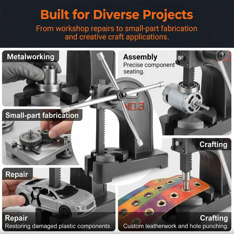 Badass Heavy Duty 3 Ton Arbor Press Featuring A Comfortable Hand Crank And Secure Ratchet Action For Swift Bench Stamping Bending And General Hardware Fixes