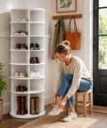 Dope Space-Saving 7-Tier Rotating Shoe Rack With Breezy Assembly And Anti-Tip Strap in light-filled entryway