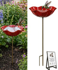 Metal Flower Garden Stake Bird Bath Watering Station For Pollinators Outdoor Garden Decor Hummingbird Fountain Butterfly Feeder