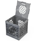 Open gray crate from UC01 Modular Collapsible Crates 3 Pack, stackable storage cube for garage, closet, office, DIY projects