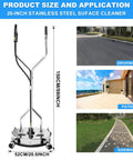 20 Inch Pressure Washer Surface Cleaner With 304 Stainless Steel Housing Dual Handle Driveway Attachment 4500 PSI