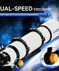 102mm F6.5 Refractor Telescope For Beginners And Deep Space Nerds showcasing dual speed focuser and large aperture design