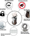 1 Inch Side Mount Casters Set Of 8 L Shaped Rubber Swivel Heavy Duty Double Plate Casters Without Brake Industrial Metal Wheel