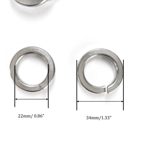 14 Pack 304 Stainless Steel Split Lock Washers For 22mm Inner Diameter, 34mm Outer Diameter, 5.61mm Thick, Heavy Duty Spring Lock Washers