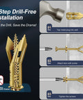 Self Drilling Drywall Anchors With Screws Set 160 Pcs shown in 3-step installation process for picture frames and shelves.