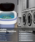 Super Ultra Compact Portable Mini Washing Machine With Rapid Spin Basket, Absolute Game Changer For Cramped Dorm Rooms And Rv Cabins. No Sweat Laundry Routine For Socks Undies And Tiny Garments In Vibrant Purple in action with water inside.