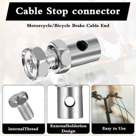 Universal Throttle Cable Ends Kit With Twenty Durable Stainless Steel One Eighth Inch Stops And Crimp Clamps shown in packaging