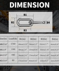 Diagram showing dimensions of Heavy Duty Stainless Steel Link Chain 304 5/64 Inch Links with 80 Lb Working Load Limit.