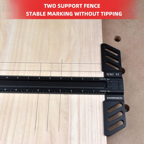 Heavy Duty 24 Inch Aluminum T Square Ruler Boss Grade Woodworking Layout Tool Pinpoint Precision Scribing Gauge For Carpenters viewed on a wooden surface.
