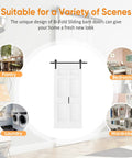 Smooth Glide Bi Fold Barn Door 84 Inch Tall Pre Built Six Panel Closet Slab in white, ideal for pantry and bedroom use.