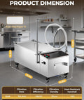 Heavy Duty Commercial Fryer Oil Filter Cart With Wheels For Restaurant Kitchens fifteen gallon stainless steel unit with dimensions and features.
