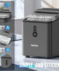 Countertop Nugget Ice Maker Pebble Ice Machine Six Minute Quick Snap with clear view of control panel and ice chamber.