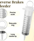 Brake Bleeder Kit For Bikes 100ml Pump Hydraulic Disc Bleed Tool, syringe with scale, grip ring, and needle tip.