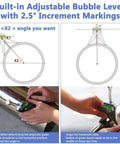 Pipe center finder with 4-inch Y-base and adjustable dial bubble level for measuring pipe diameters 0.5 inch and up.