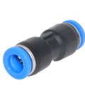 Push To Connect Air Fittings 4mm Tube OD EZ Quick Disconnect Pneumatic Union Connector, black with blue ends.