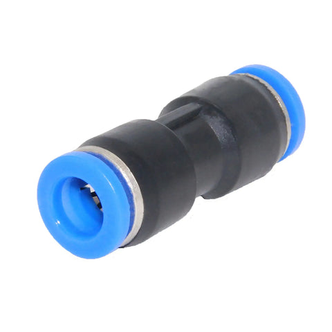 Push To Connect Air Fittings 4mm Tube OD EZ Quick Disconnect Pneumatic Union Connector, black with blue ends.