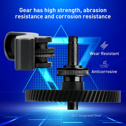Upgrade Hardened Steel Extruder Gear Assembly for A1 Mini 3D Printer, showing wear-resistant gear design and anticorrosive features.