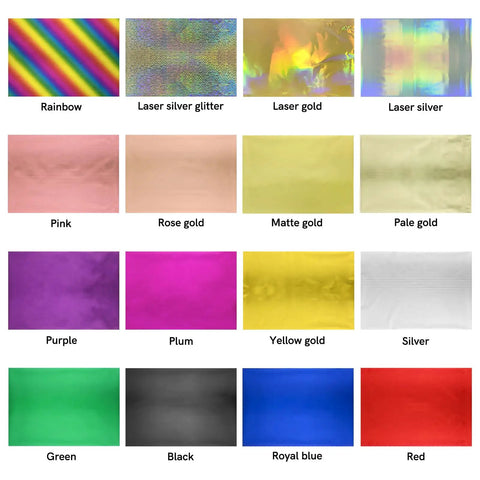 Hot Foil Paper Dope 20x29cm 50 Sheets Mixed 16 Colors Toner Reactive For Laser Printer And Laminator color chart