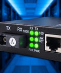 Image of Snag This Gigabit Fiber Optical Media Converter For Serious Speed Up To 3Km With Auto Negotiation On 10 100 1000Mbps And Smooth Single Mode SC Upto Connections That Totally Smash Network Lag with status lights and connections.