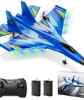 Blue RC Plane For Kids And Adults Easy To Fly With Gyro Stabilizer 2.4GHz Remote Control Aircraft Jet Helicopter Fighter Toy.