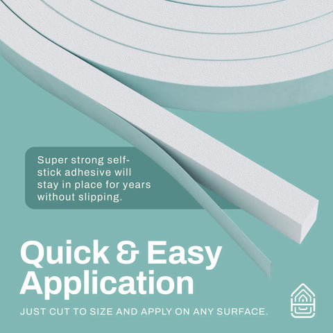 Tough As Nails Weather Stripping Tape For Doors And Windows High Density Foam Insulation Seal flat self-adhesive strip for easy application.