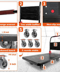 Heavy Duty Folding Platform Cart, 1600 Lbs Capacity, showing sponge armrest and non-slip mat design with swivel wheels.