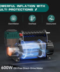 12V Tire Inflator With In Line Pressure Gauge, 125 PSI Fast Inflation For Off Road Rigs, Trucks, Corded Electric, 600W Motor