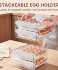 Large Capacity Egg Storage Box For Refrigerator With 2 Drawers, Clear Plastic Egg Holder Keeps Up To 32 Eggs Fresh In Fridge