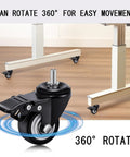 Heavy Duty Swivel Casters With Locking Brakes Roll Like Butter For Shopping Carts And Workbenches Includes Four All Steel Stem Wheels, 360° rotation close-up.