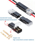 2 Pin Quick Disconnect Plug In Connector For Low Voltage 18-22 AWG Wire With Locking Buckle No Strip Solder Ready For Automotive LED Lights