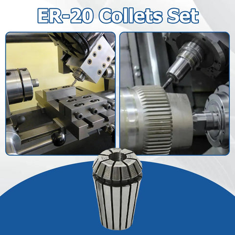 12 Piece ER20 Collets Set One Eighth To One Half Inch Precision With 0.015mm Runout Tolerance CNC Milling Lathe Use