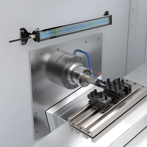 Industrial Workshop Light For CNC Machines And Lathe Tools, Tough As Nails Heavy Duty Tube Lamp, IP66 Waterproof, installed on CNC