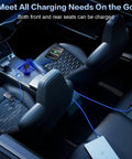 Usb C Car Charger Featuring 90W Fast Charging Multi Port Cigarette Lighter Adapter in vehicle charging front and rear seats.