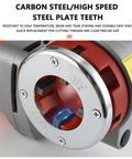 Close-up of the carbon steel die on the Portable Electric Pipe Threader Kit With Super Workhorse 2000 Watt Motor.