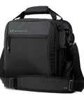 Ascend Flight Bag For Pilots: The All In One Carry Bag For Aviation Gear Like iPad, Kneeboard, Headset, Laptop, Logbook, Water Bottle, Snacks And Valuables, black exterior with padded shoulder strap.