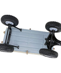 Underside view of Beefy Heavy Duty Wagon With 14 By 32 Inch Steel Box, 10 Inch Pneumatic Wheels, showing durable construction.