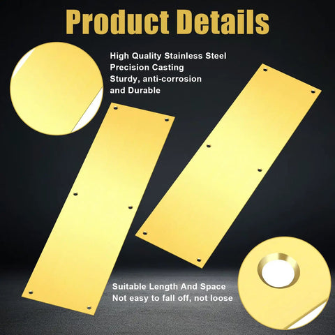 Premium Gold Stainless Steel Door Push Plate 16X4 Inch Kick Guard With Hardware Interior Exterior Brushed Metal Finish Scratch Resistant And Built Tough