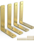 Heavy Duty 6 Inch L Shelf Brackets In Rustic Gold Iron For Industrial Modern Floating Shelves With Hardware DIY Open Shelving 4 Pack