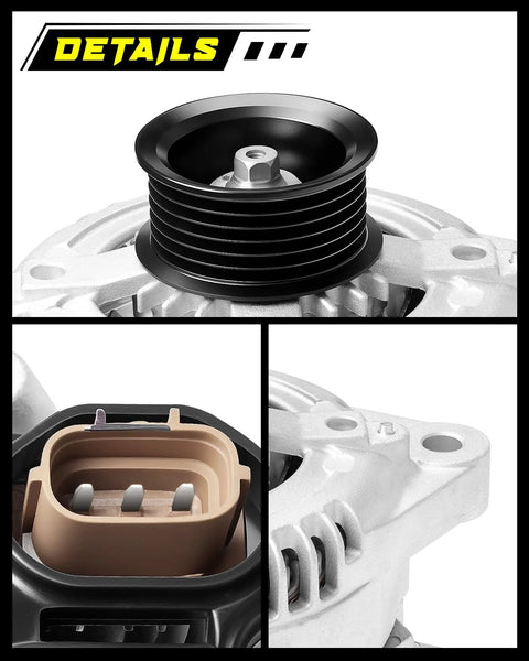 Upgraded 150Amp Alternator For Hyundai Sonata 2015 2019 with 6 Groove Clockwise Pulley and connector details