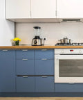 Installed Six Pack Cabinet Handles Finger Edge Pulls 150mm Five Point Nine Inch Brushed Nickel Finish in modern kitchen cabinets