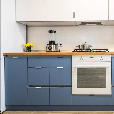 Installed Six Pack Cabinet Handles Finger Edge Pulls 150mm Five Point Nine Inch Brushed Nickel Finish in modern kitchen cabinets