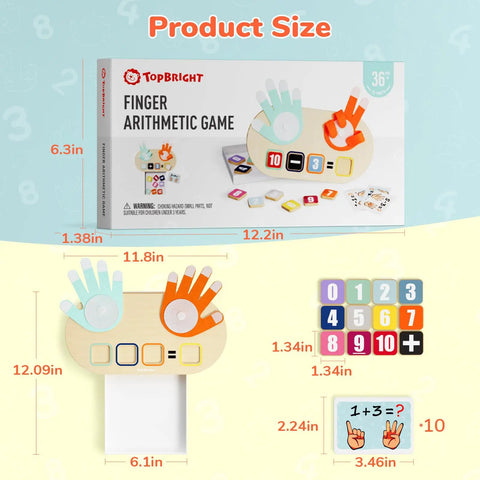 Totally Kid Approved Wooden Number Blocks And Soft Felt Hand Puppets Paired With Double Sided Math Flashcards For Super Fun Preschool Addition Learning set shown with finger arithmetic game and components.