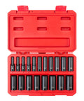 3/8 Inch Drive Deep Six Point Impact Socket Set, 19 Piece Metric Range From 6 To 24 mm In Sturdy Carry Case For Heavy Duty Auto Repairs