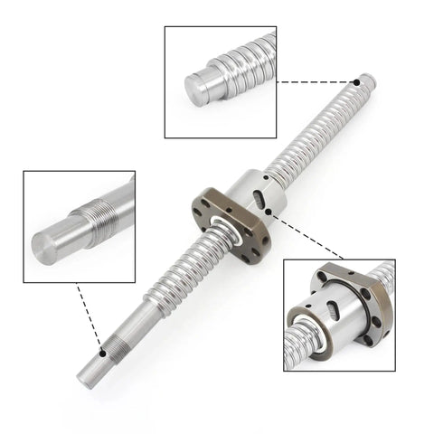 20 Series Linear Guide Rail Six Piece Bundle With SFU1605 Ballscrew Set In 350 650 And 1050mm Sizes And BK BF12 CNC Parts For Precision Motion Control In DIY And Pro CNC Projects, SFU1605 ballscrew with BK BF12 mount