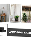 Modern Minimalist Tile Holder Brackets With Quick Install Hooks And Mounting Plates shown in use with decor and plants.