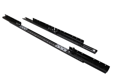 Hella Sturdy Steel Table Extension Brackets With Smooth Glide Rollers, heavy-duty black steel brackets for adjustable furniture.
